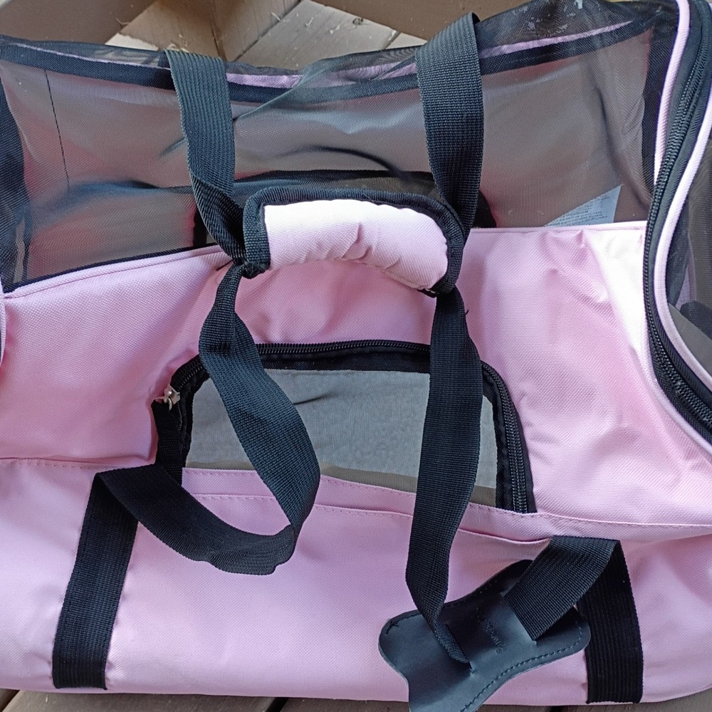 Paws & Pals Pet Carrier Small Animal Pink Black Excellent Mesh Travel Bag